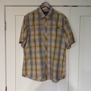 Eddie Bauer Yellow and Gray Casual Button Down Shirt